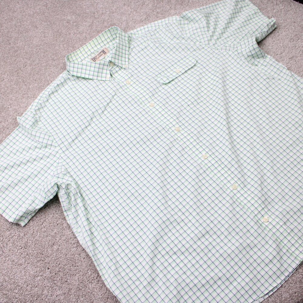 Duluth Shirt Mens 3XL XXXL Green COOLMAX Wrinklefighter Short Sleeve Button Down - Picture 7 of 13
